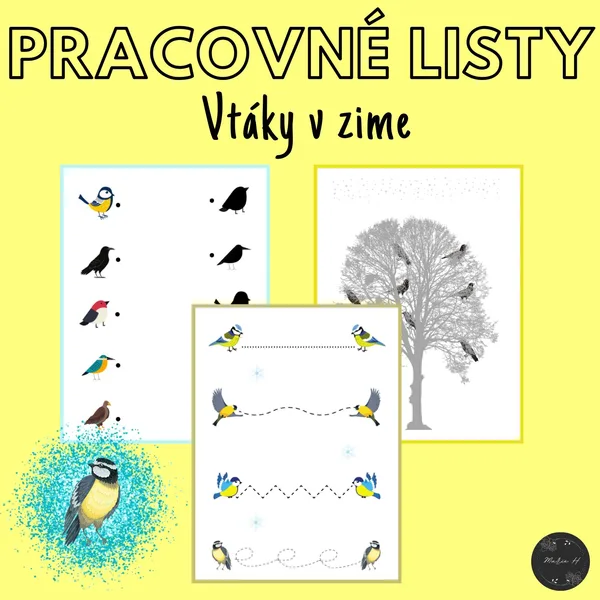 Vtáky v zime, pracovné listy