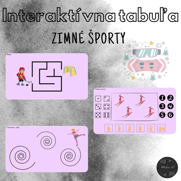 Zimné športy, interaktívna tabuľa