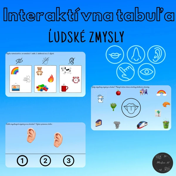 Ľudské zmysly, interaktívna tabuľa