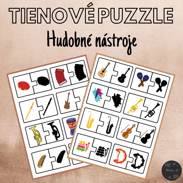 Hudobné nástroje, tienové puzzle