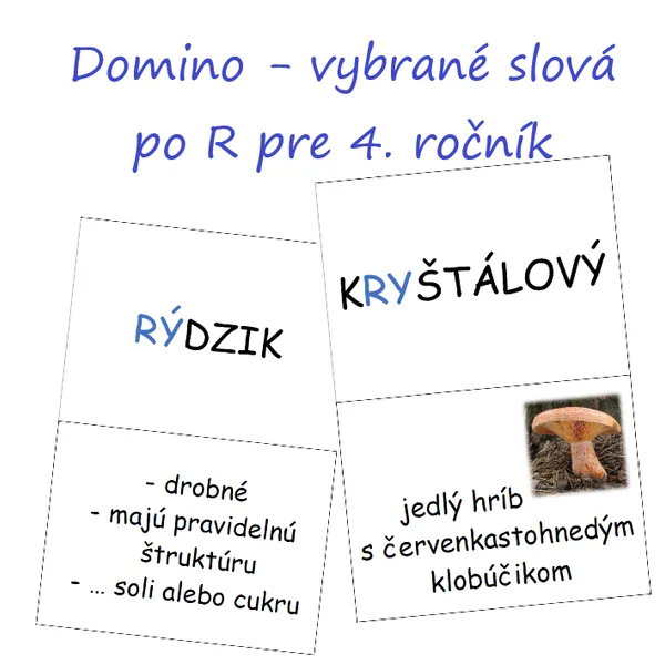 Domino - vybrané slová po R pre 4. ročník