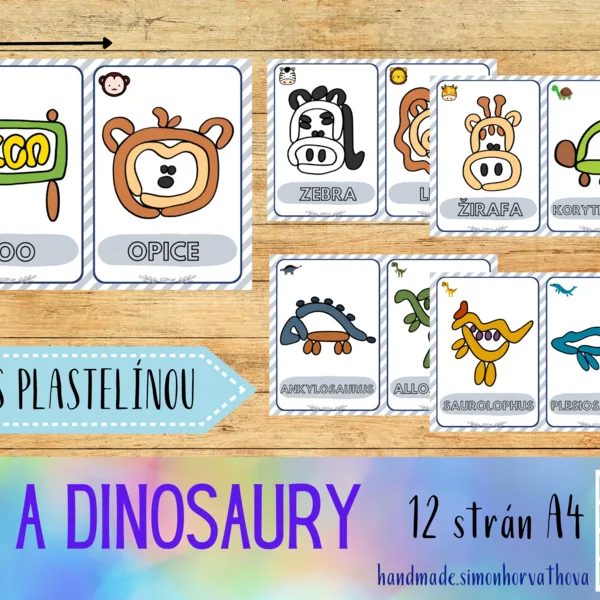 Plastelína, Zoo, Dinosaury, Zvieratká, Živočíchy, Podložky pod plastelínu, Hra s plastelínou