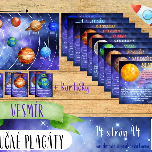 VESMÍR, PLANÉTY, SLNKO, SLNEČNÁ SÚSTAVA, NÁUČNÉ PLAGÁTY, náučné plagáty