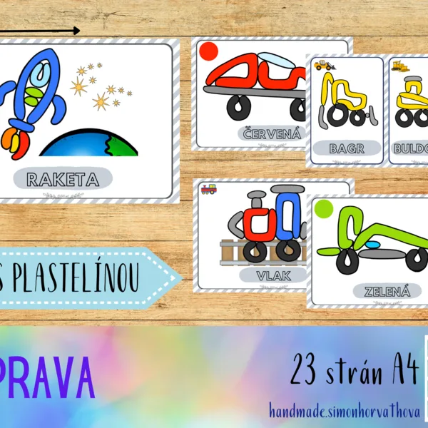 Plastelína, Dopravné prostriedky, Doprava, Autá, Farby, Podložky pod plastelínu, Hra s plastelínou