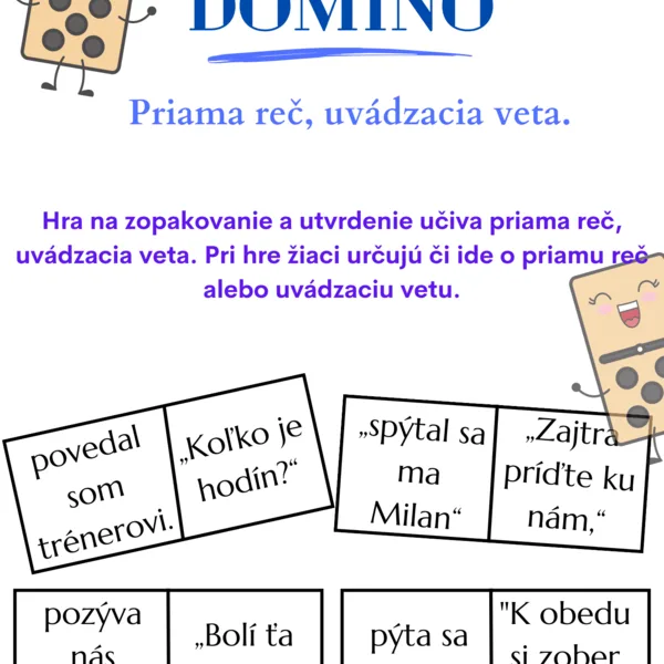Domino Priama reč, uvádzacia veta