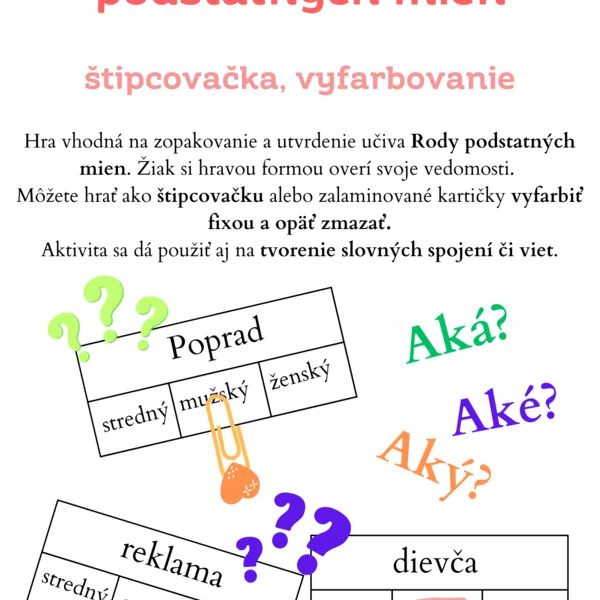 Rody podstatných mien Štipcovačka