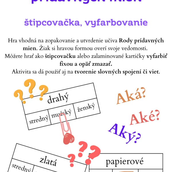 Prídavné mená štipcovačka