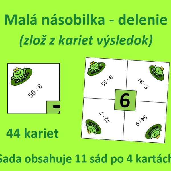 MALÁ NÁSOBILKA – DELENIE (zlož z kariet výsledok) 