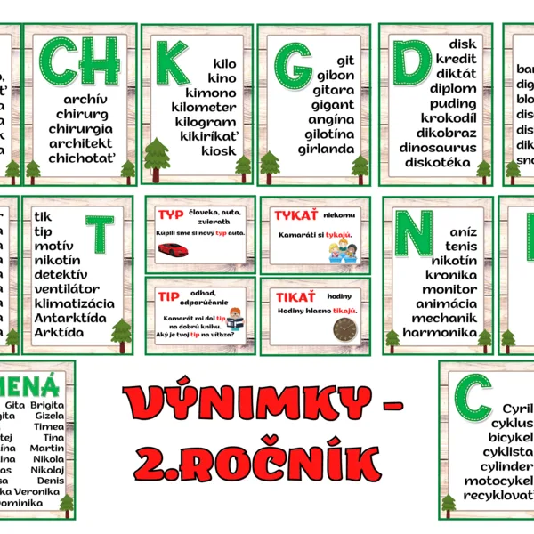 VÝNIMKY PO TVRDÝCH SPOLUHLÁSKACH - výzdoba v téme LES