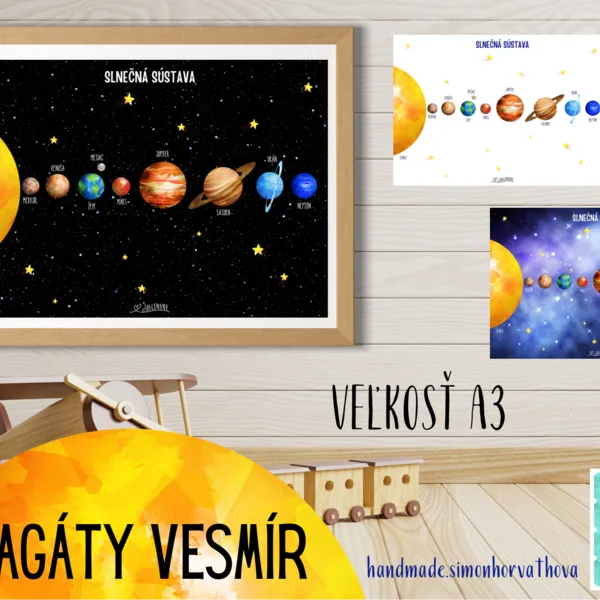 VESMÍR, PLANÉTY, SLNKO, SLNEČNÁ SÚSTAVA, NÁUČNÉ PLAGÁTY, Plagáty VESMÍR A3