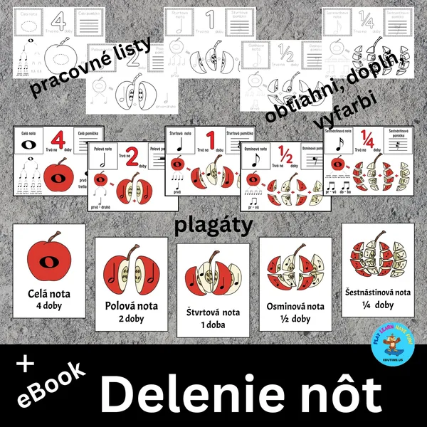 Delenie nôt a pomlčiek - jablko