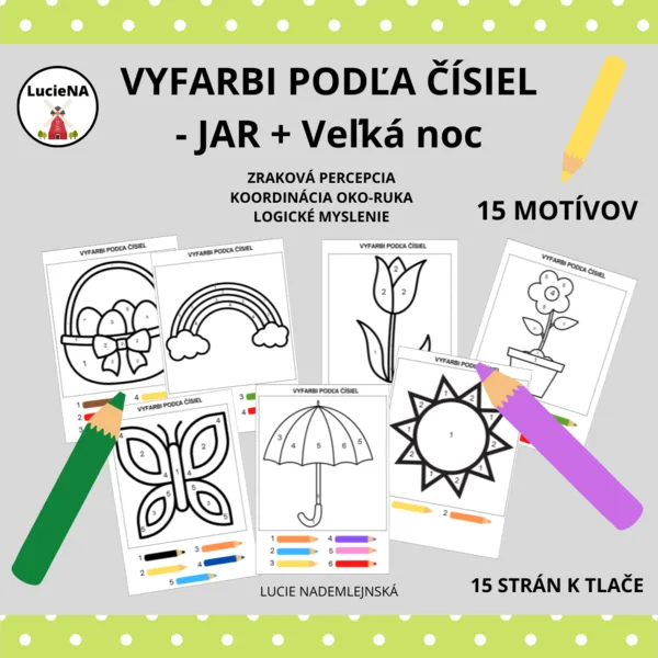 Vyfarbi  podľa čísiel - Jar + Veľká noc