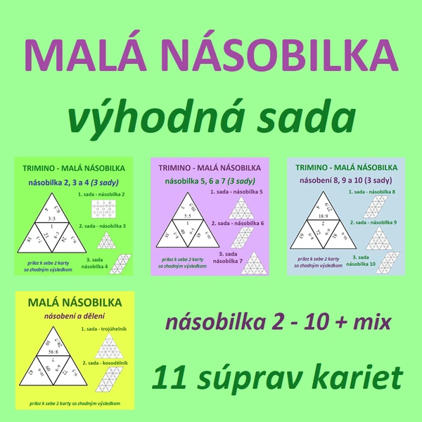 MALÁ NÁSOBILKA - násobilka 2-10 + mix - násobenie a delenie - výhodná sada