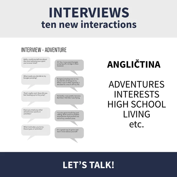INTERVIEWS III - sada 10 rozhovorov (konverzačná aktivita, doplnková aktivita k PRESENT PERFECT)
