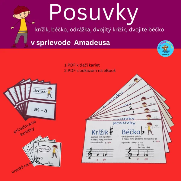 Posuvky v hudbe - súbor kartičiek a eBook od Amadeusa