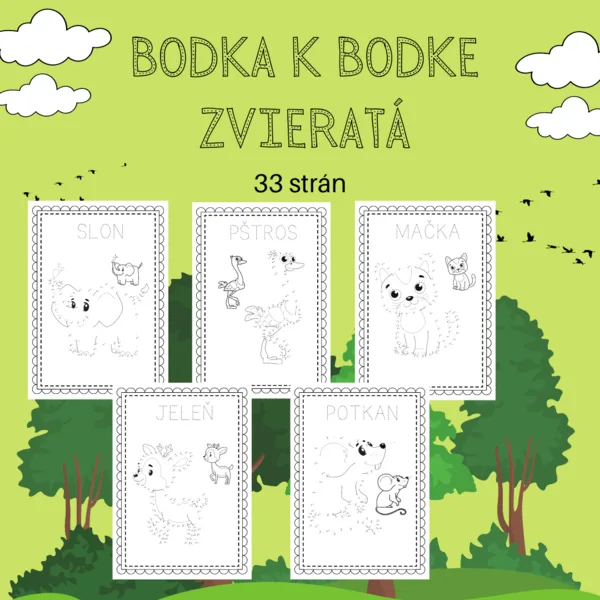Bodka k bodke - zvieratá - spájanie podľa čísel