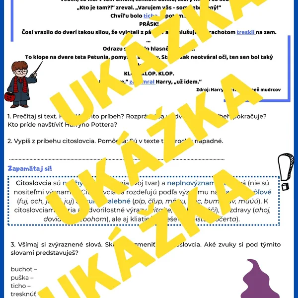 Citoslovcia - Pracovný list 