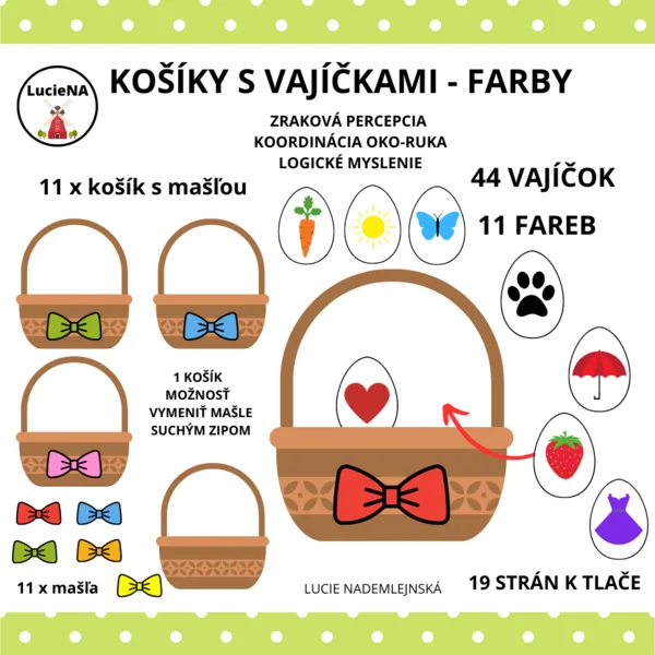 Košíky s vajíčkami - farby