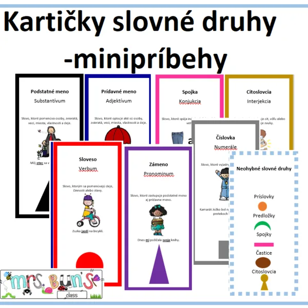 Kartičky s minipríbehmi slovné druhy 