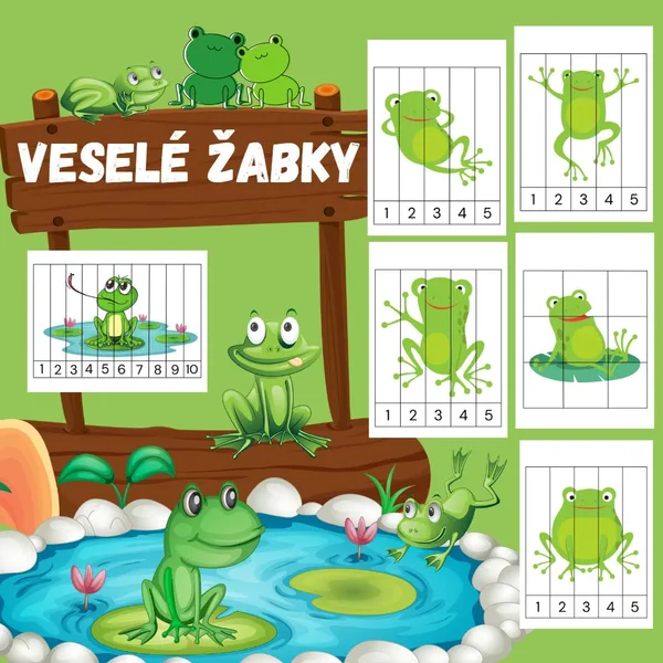 Veselé žabky - rozstrihaj a poskladaj