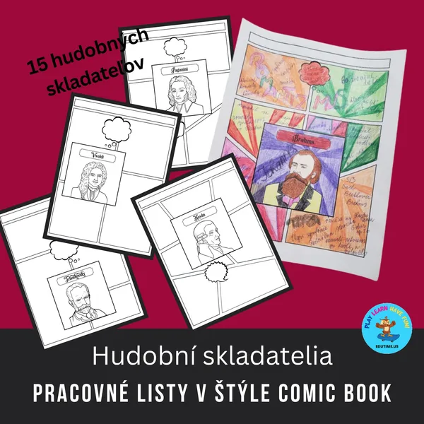 Hudobní skladatelia- pracovné listy v štýle comic book