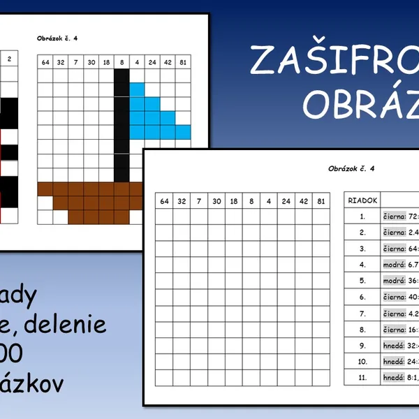Zašifrované obrázky, násobenie, delenie do 100