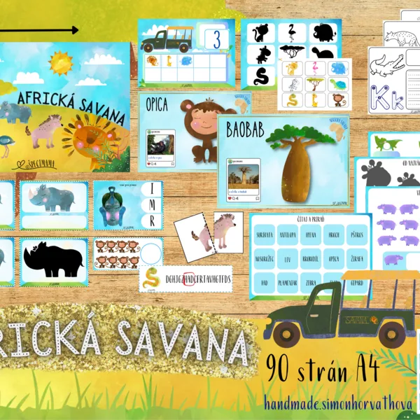 AFRICKÁ SAVANA - ZVIERATÁ (vlastné autorské ilustrácie), zvieratá v Afrike, zvieratá, živočíchy