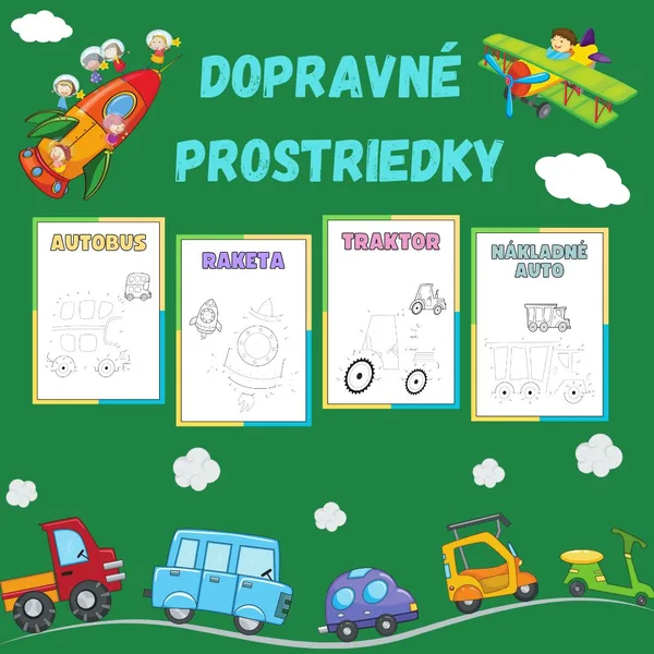 Dopravné prostriedky - spájanie bodiek podľa čísel
