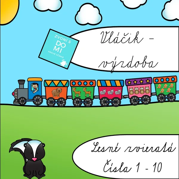 Čísla od 1 - 10 - vláčik a lesné zvieratá