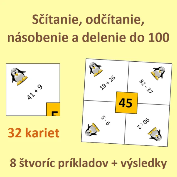 Sčítanie, odčítanie, násobenie a delenie do 100