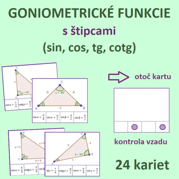 GONIOMETRICKÉ FUNKCIE s štipcami (sin, cos, tg, cotg)