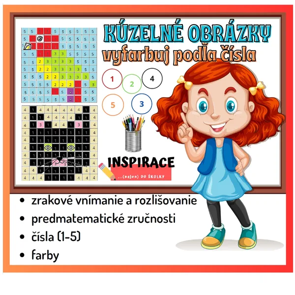 KÚZELNÉ OBRÁZKY- vyfarbuj podľa čísla
