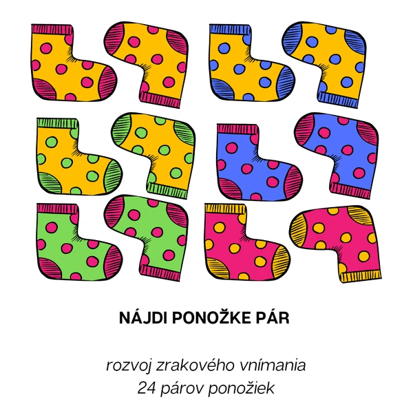 Nájdi ponožke pár - zrakové vnímanie