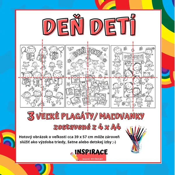 VEĽKÉ omaľovánky/ plagáty DEŇ DETÍ (4xA4)