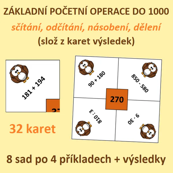 Sčítanie, odčítanie, násobenie a delenie do 1000