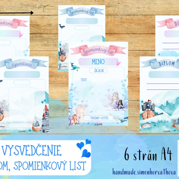 Spomienkový list, diplom, vysvedčenie, koniec školského roka