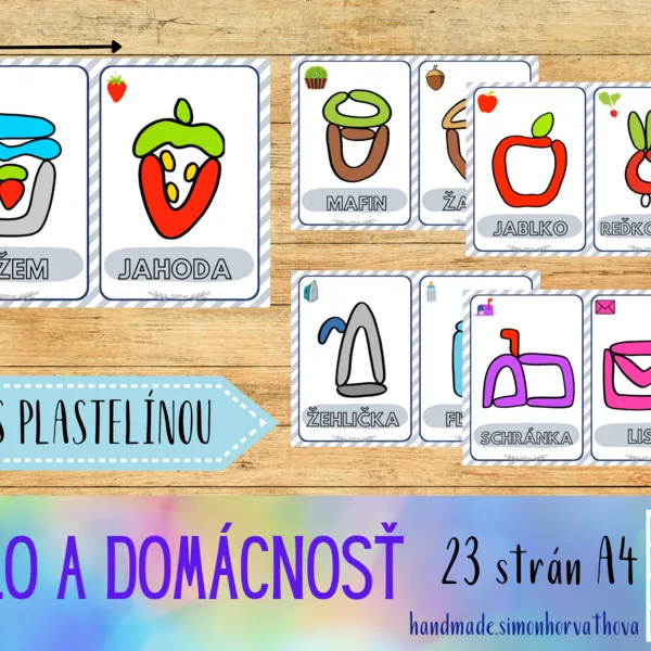 Plastelína, Jedlo, Potraviny, ovocie, zelenina, domácnosť, Podložky pod plastelínu, Hra s plastelínou