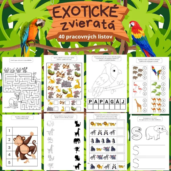 Exotické zvieratá - pracovné listy 
