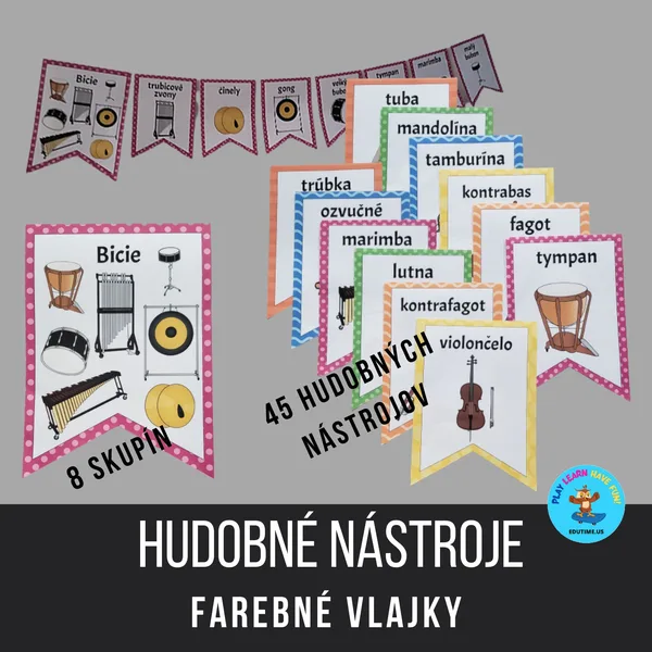 Hudobné nástroje - farebné vlajky