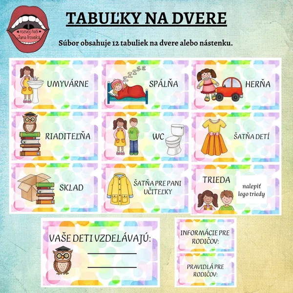 TABUĽKY NA DVERE 