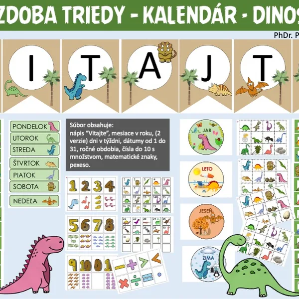 KALENDÁR - DINOSAURY - výzdoba triedy 