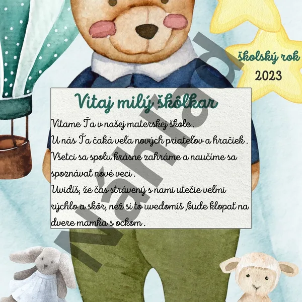 Uvítací list pre škôlkarov