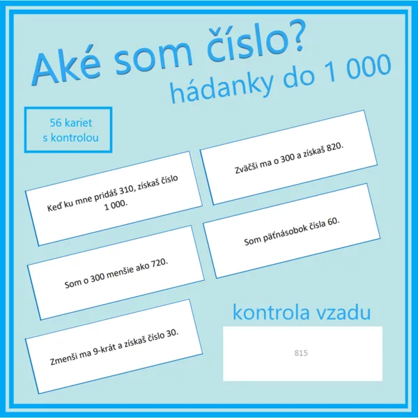 Aké som číslo? Hádanky do 1 000