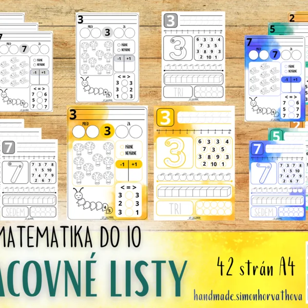Matematika, Pracovné listy, čísla do 10, počítanie
