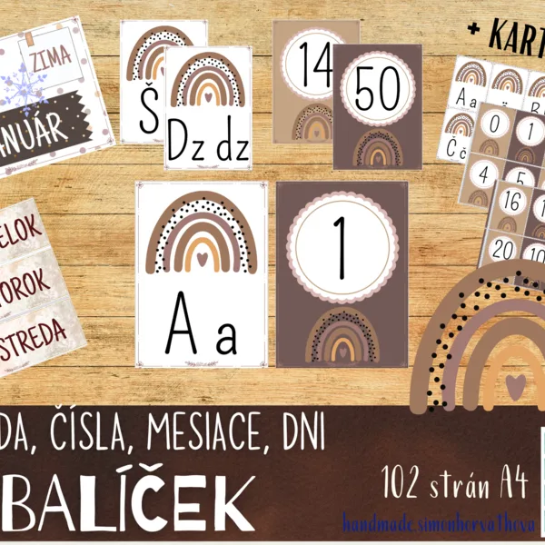 Abeceda - Čísla - Mesiace - dní, zvýhodnený balíček, výzdoba triedy, dúhová výzdoba, Dúha