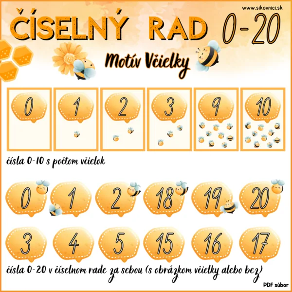 ČÍSELNÝ RAD 0-20 - VČIELKY