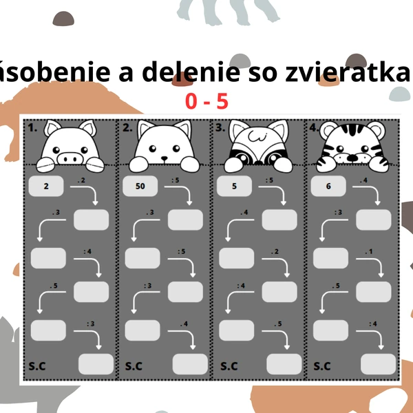 Násobenie a delenie so zvieratkami (0 - 5)