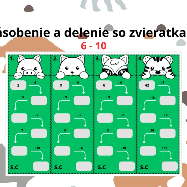 Násobenie a delenie so zvieratkami (6 - 10)