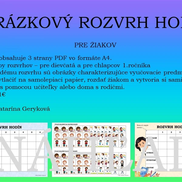 Obrázkový rozvrh hodín