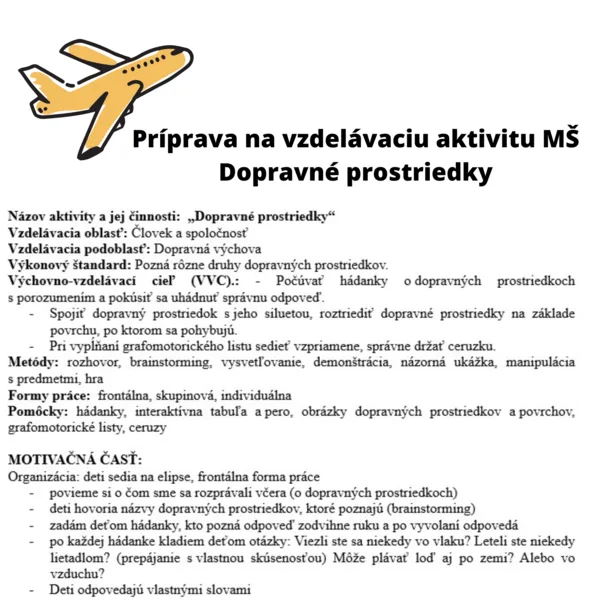 Príprava VA Dopravné prostriedky 